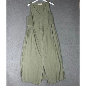 Cloth & Stone Green Button Down Tencel Maxi Dress Size 1X